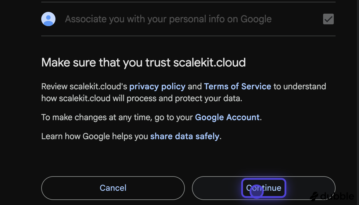 Click Continue to grant directory access permissions.