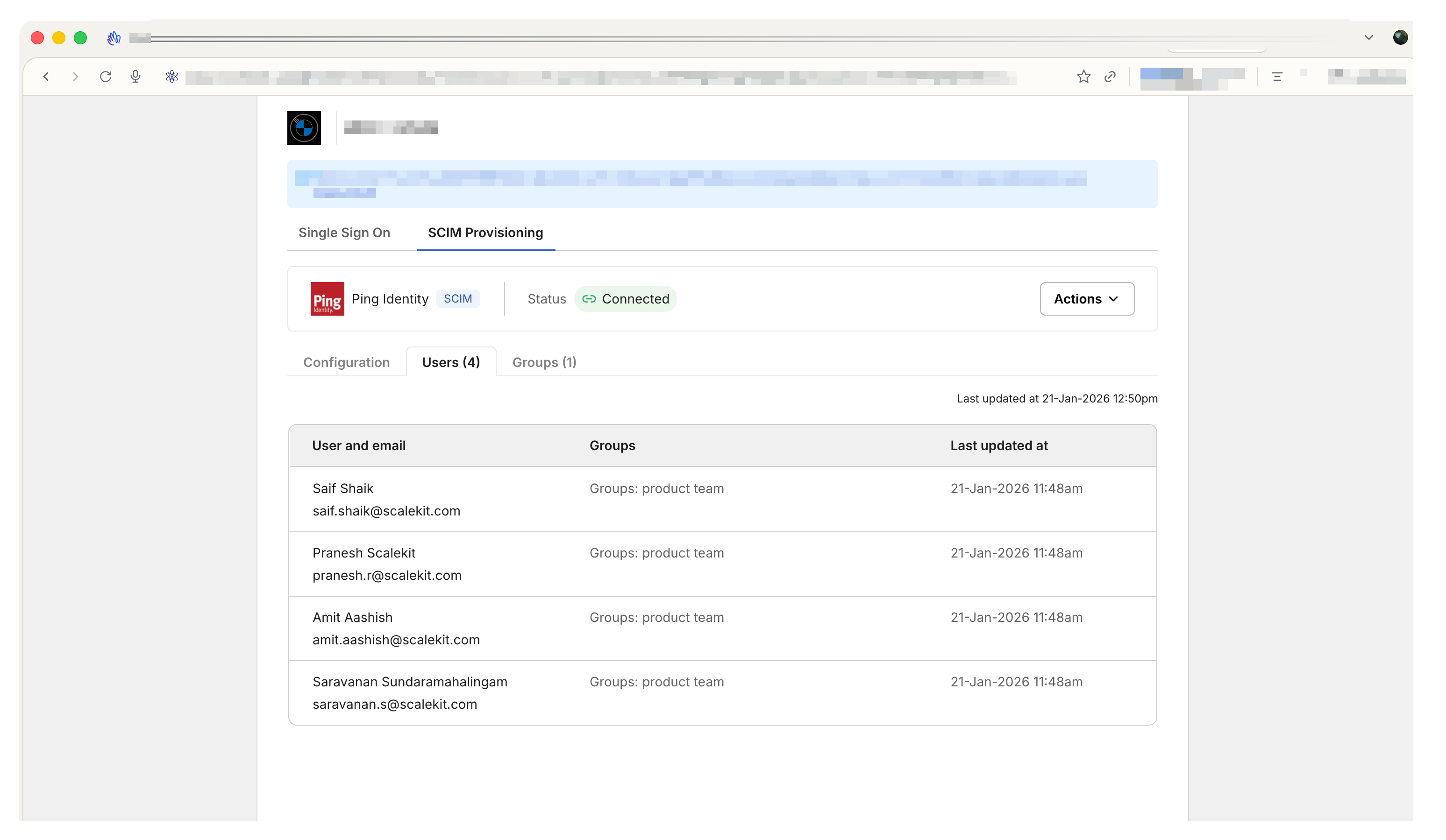 Synced users and groups in Admin Portal